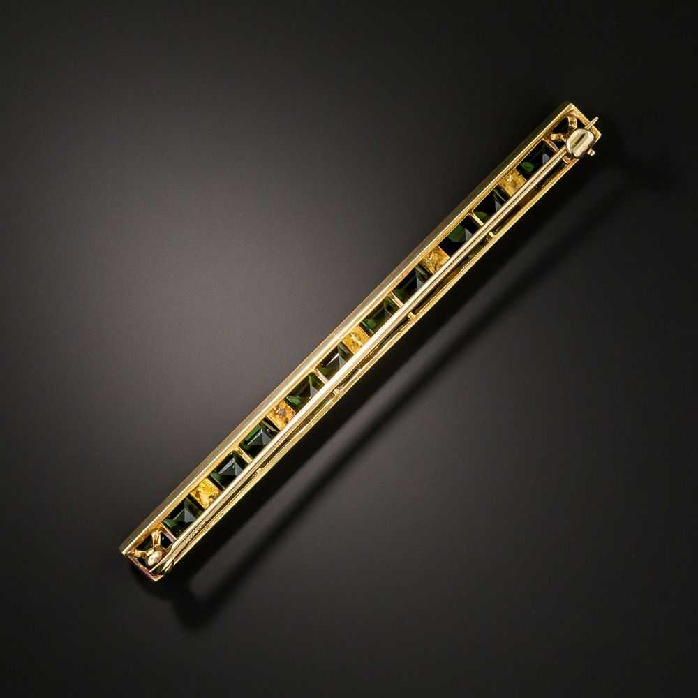 Antique Green Tourmaline and Seed Pearl Bar Pin - image 2