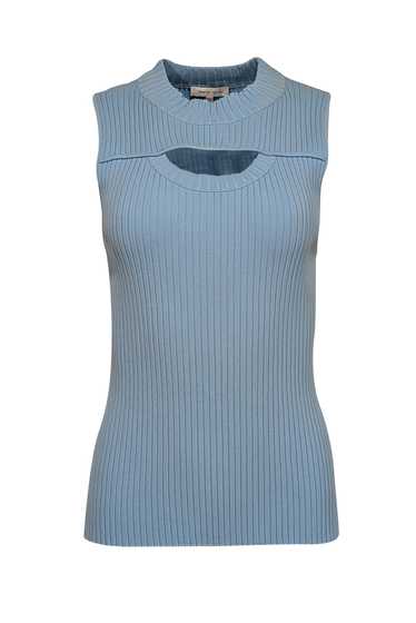 Rebecca Taylor - Baby Blue Cutout Ribbed Knit Top 