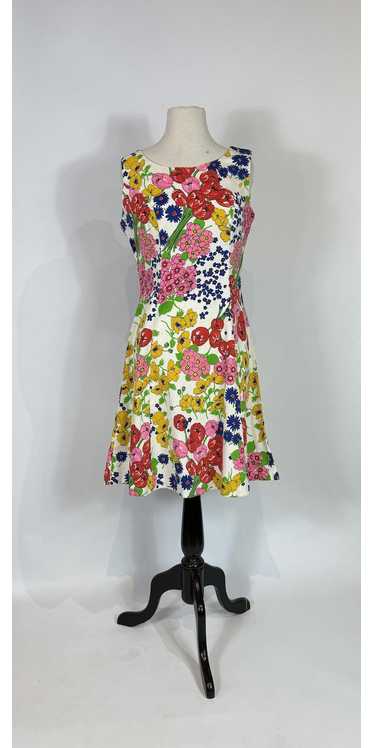 1960s Bright Floral Printed Mod Mini Dress