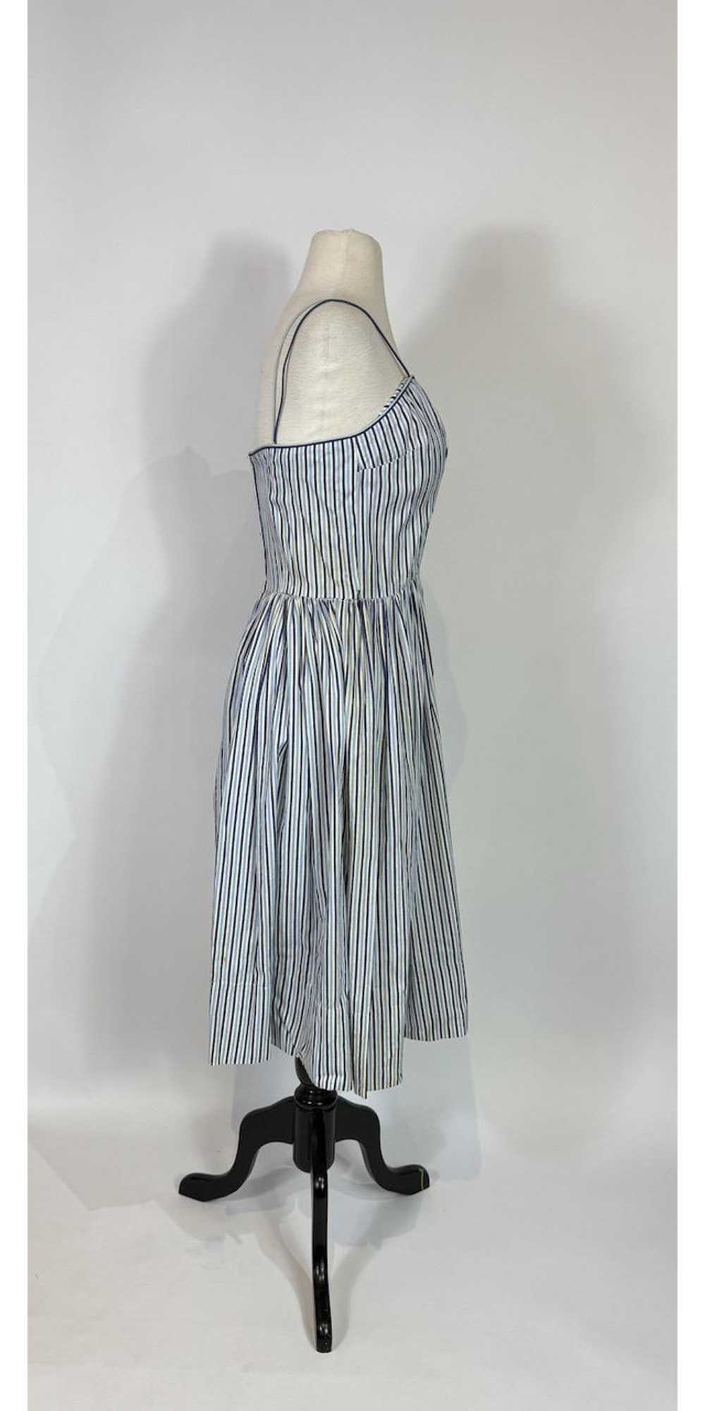 1950s Blue and White Striped Fit n Flare Sundress - image 4