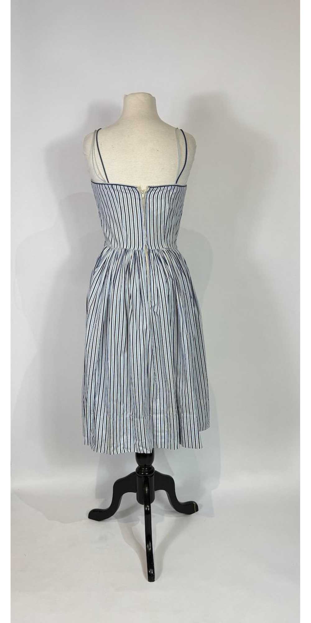 1950s Blue and White Striped Fit n Flare Sundress - image 5