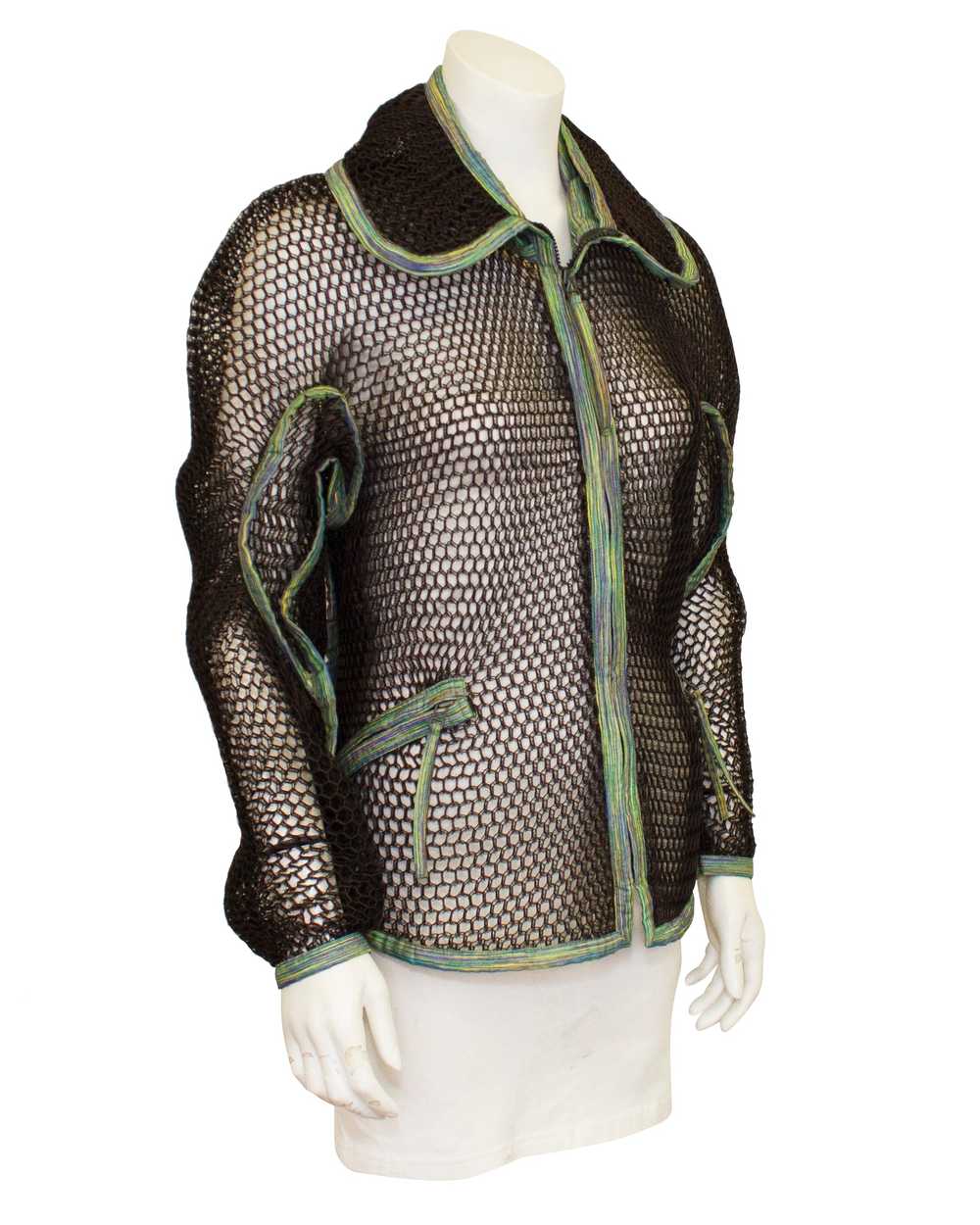 Issey Miyake Black and Green "Fish Net" Jacket - image 1
