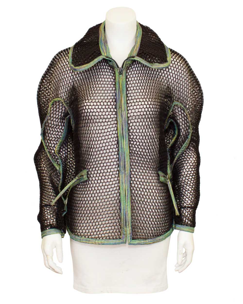Issey Miyake Black and Green "Fish Net" Jacket - image 3