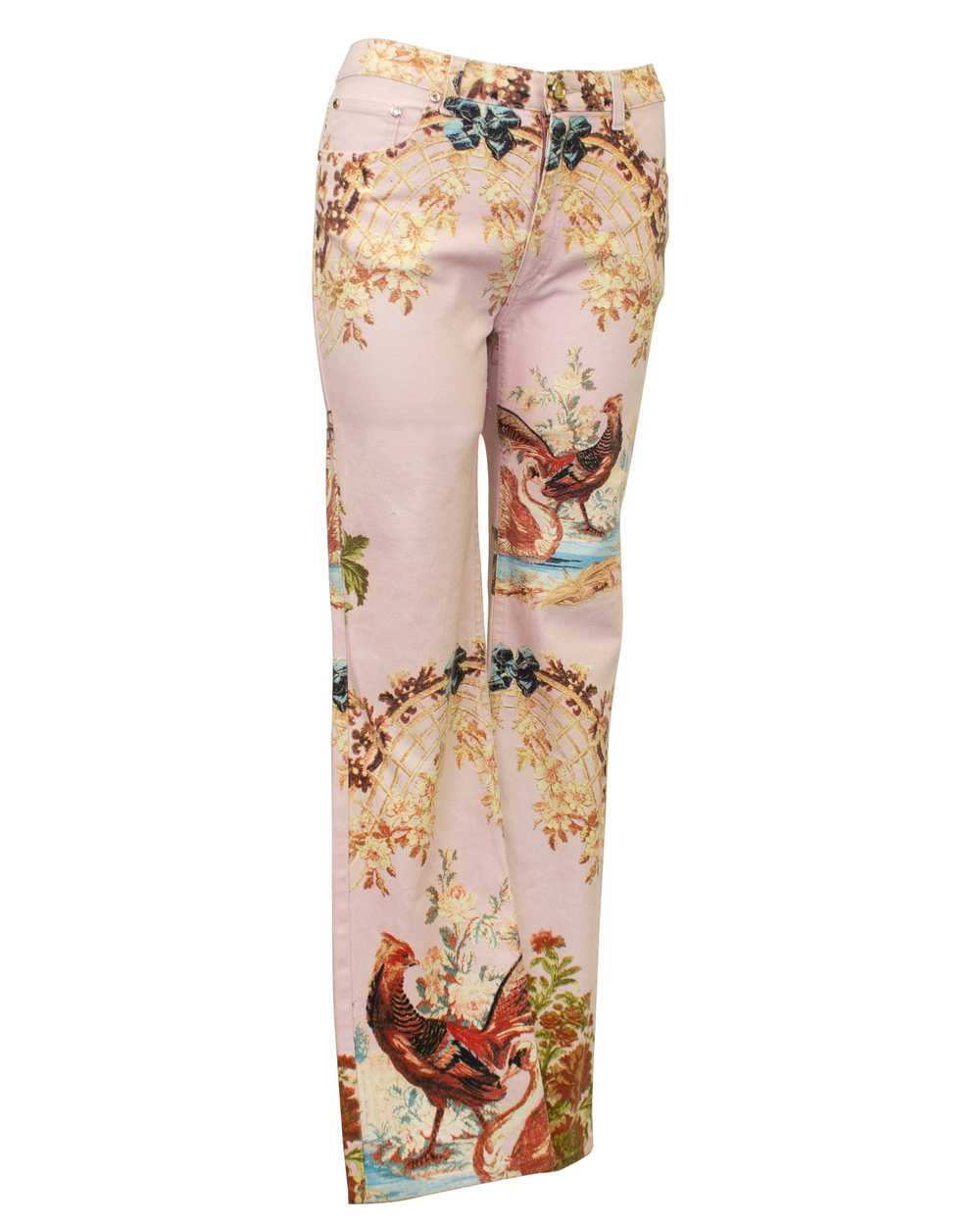 Roberto Cavalli Pale Pink Printed Jeans - image 1