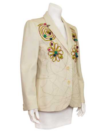 Moschino Cream Embroidered Blazer