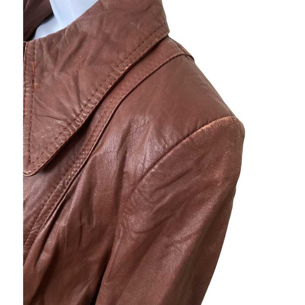 Vintage 70s Burgundy Maroon Leather Jacket Size XS - image 7