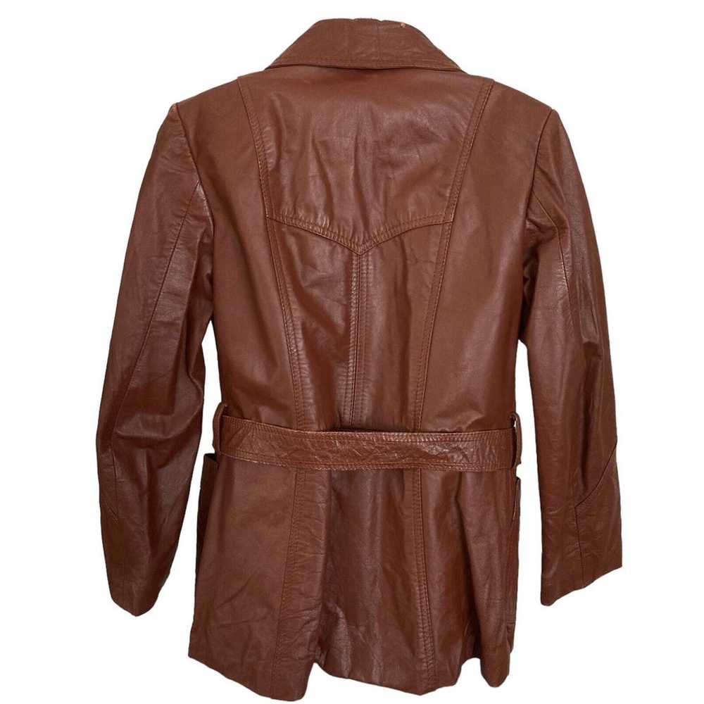 Vintage 70s Burgundy Maroon Leather Jacket Size XS - image 8