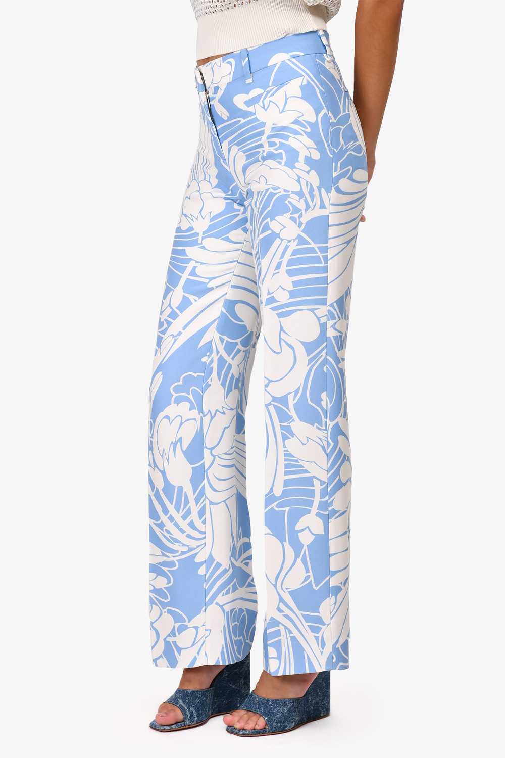 Miu Miu 2014 Blue/White Floral Printed Pants Size… - image 2