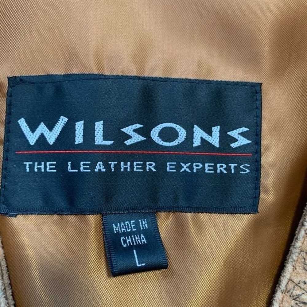 Vintage Wilsons Leather Suede Vest Tan Black Map … - image 6