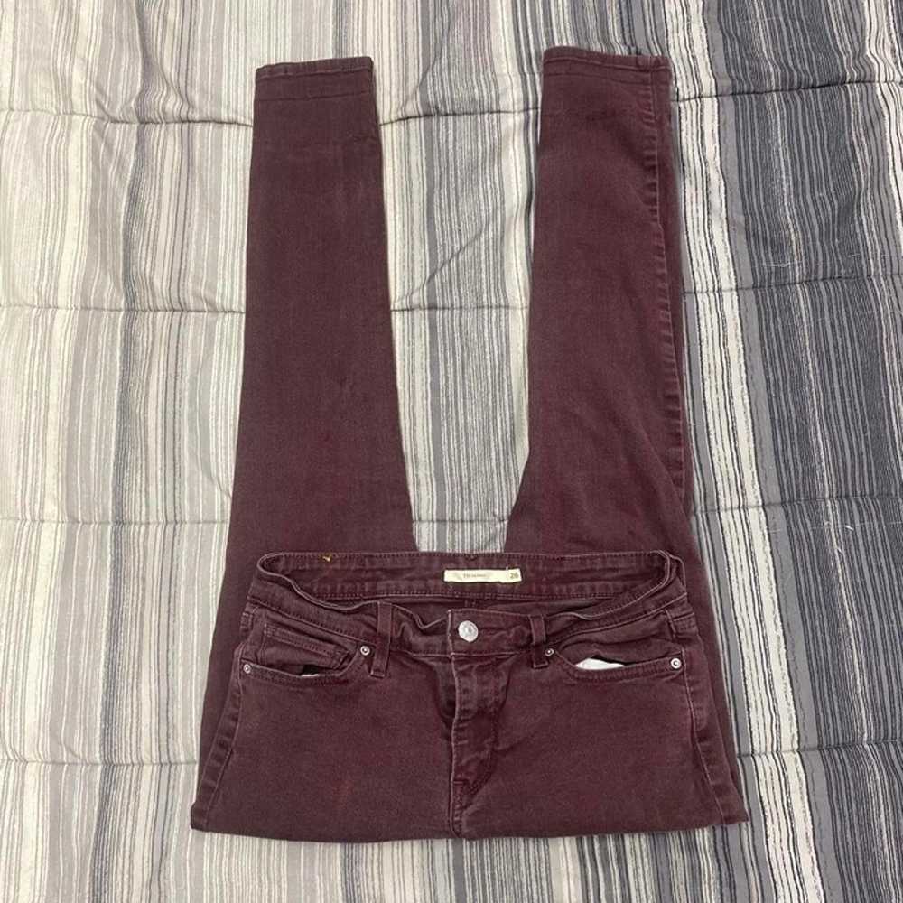 Vintage Levis 711 Burgundy Skinny jeans - image 2