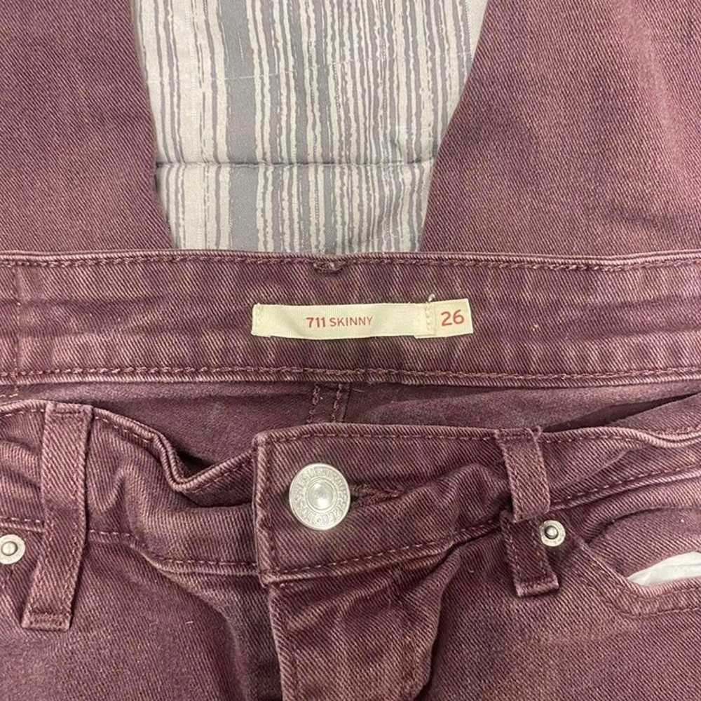 Vintage Levis 711 Burgundy Skinny jeans - image 3