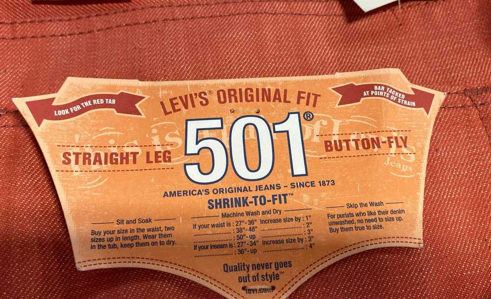 NWT Levi's 501 Mens Red Cotton Shrink To Fit Butt… - image 10