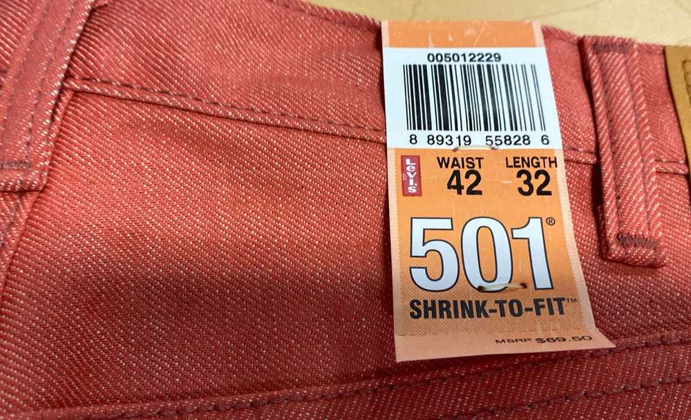 NWT Levi's 501 Mens Red Cotton Shrink To Fit Butt… - image 9