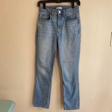 High Waisted Mom Jeans Light Wash Cropped - image 1