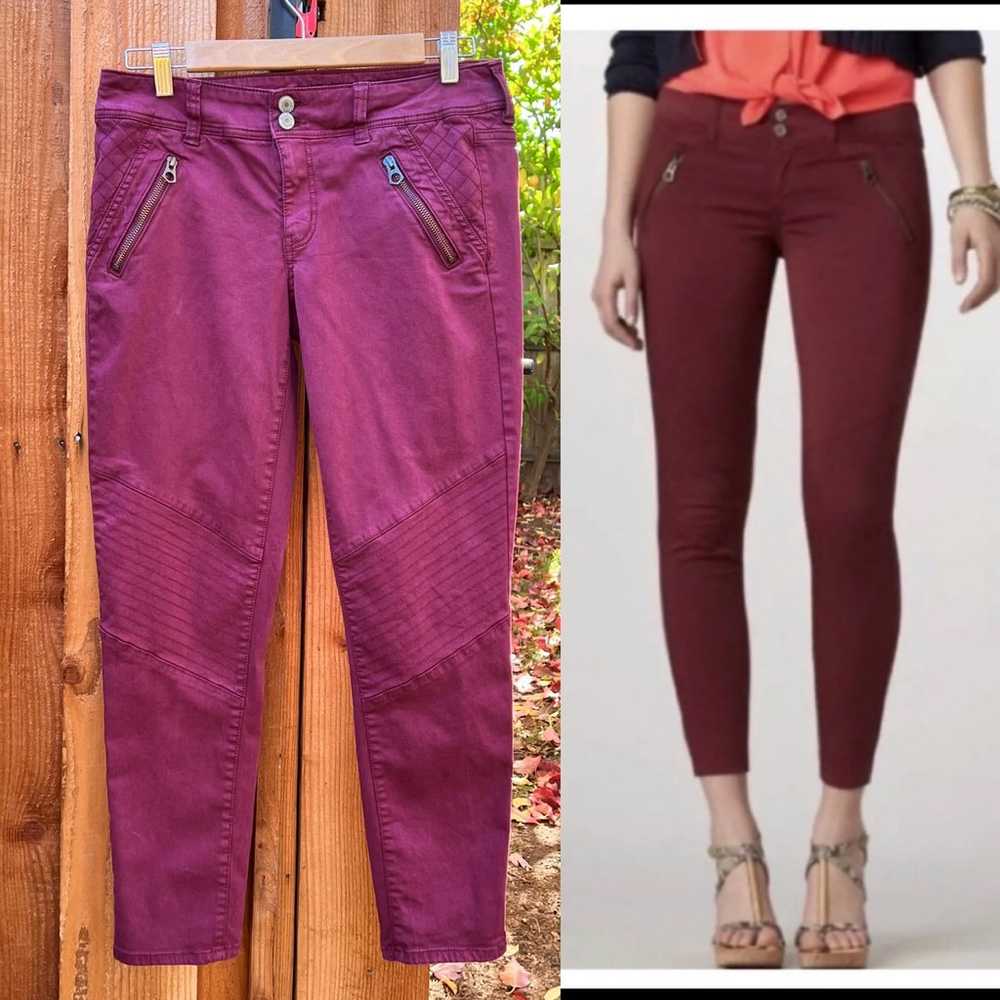 AEO Vintage Y2K Maroon Low-Rise Moto Skinny Jeans - image 1