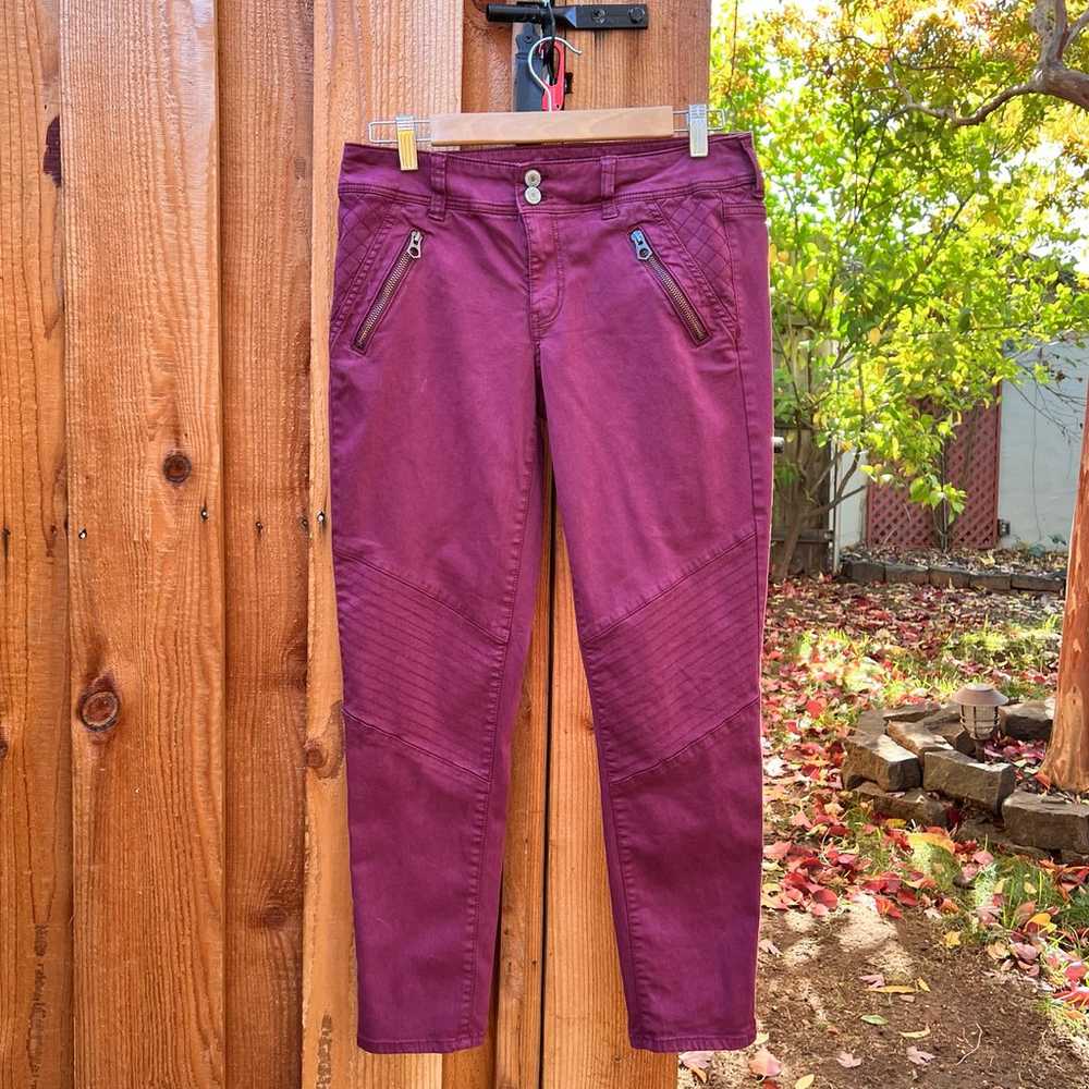 AEO Vintage Y2K Maroon Low-Rise Moto Skinny Jeans - image 2