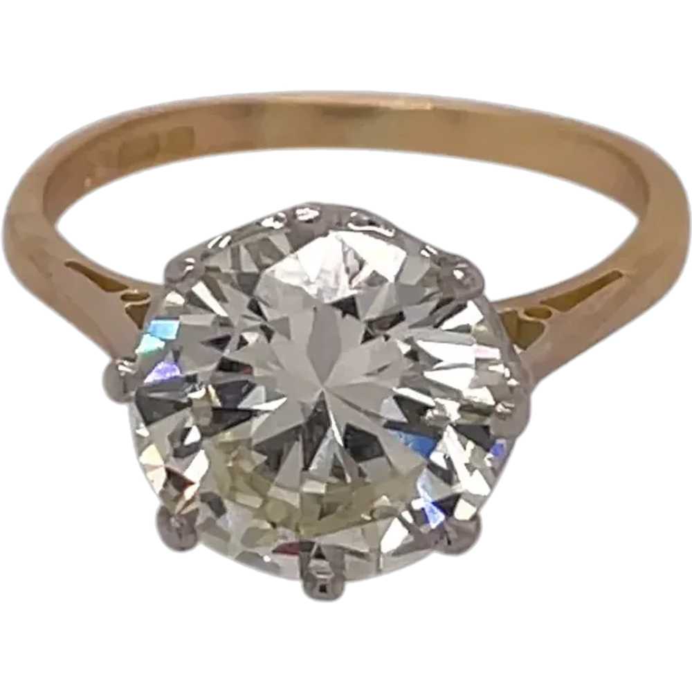 Platinum and 18K Yellow Gold Diamond Solitaire Ri… - image 1