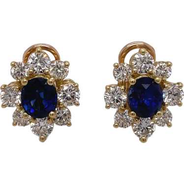 18K Yellow Gold Sapphire and Diamond Earring - image 1