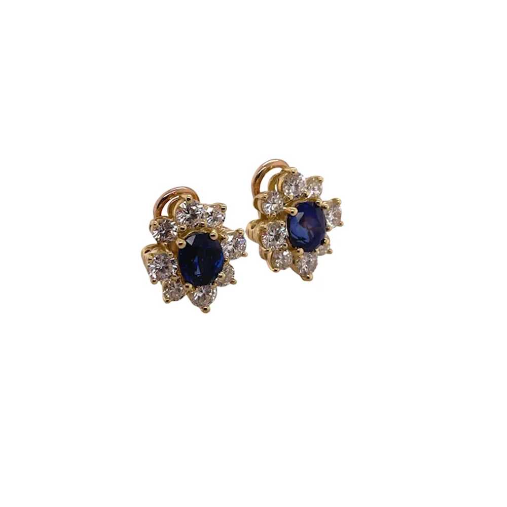 18K Yellow Gold Sapphire and Diamond Earring - image 2