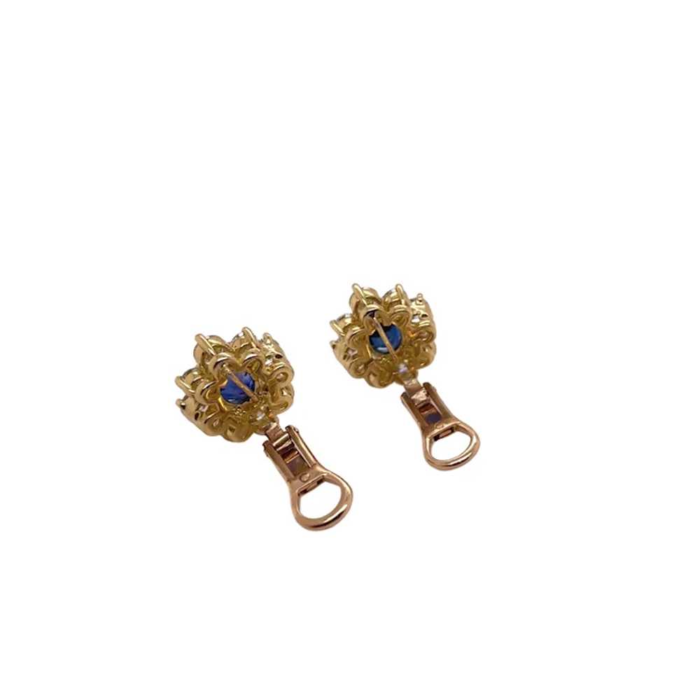 18K Yellow Gold Sapphire and Diamond Earring - image 3