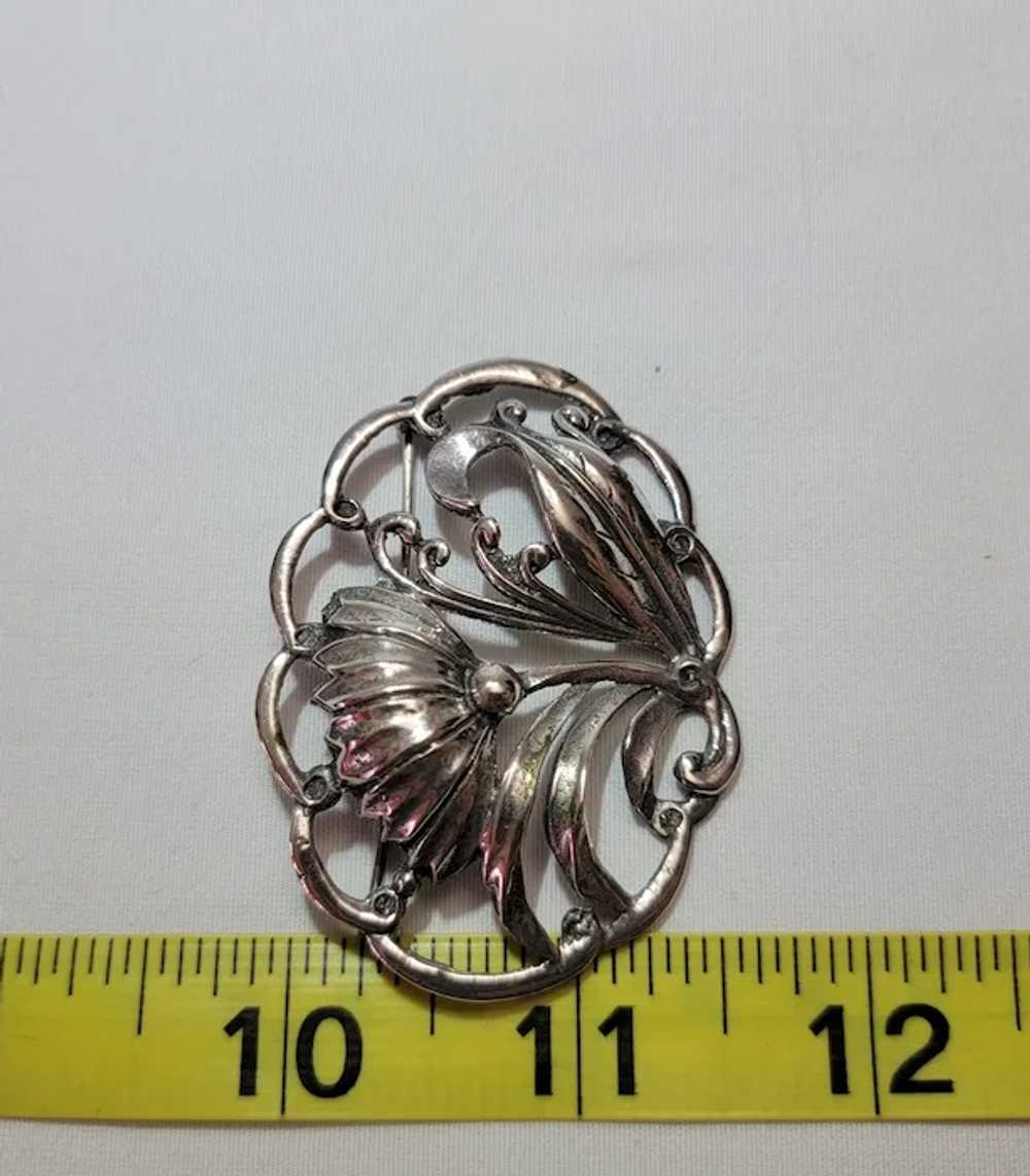 Sterling silver flower brooch - image 3