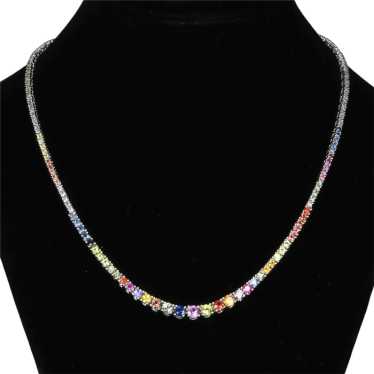 7.44ctw Graduated Multicolor Rainbow Sapphire Ten… - image 1