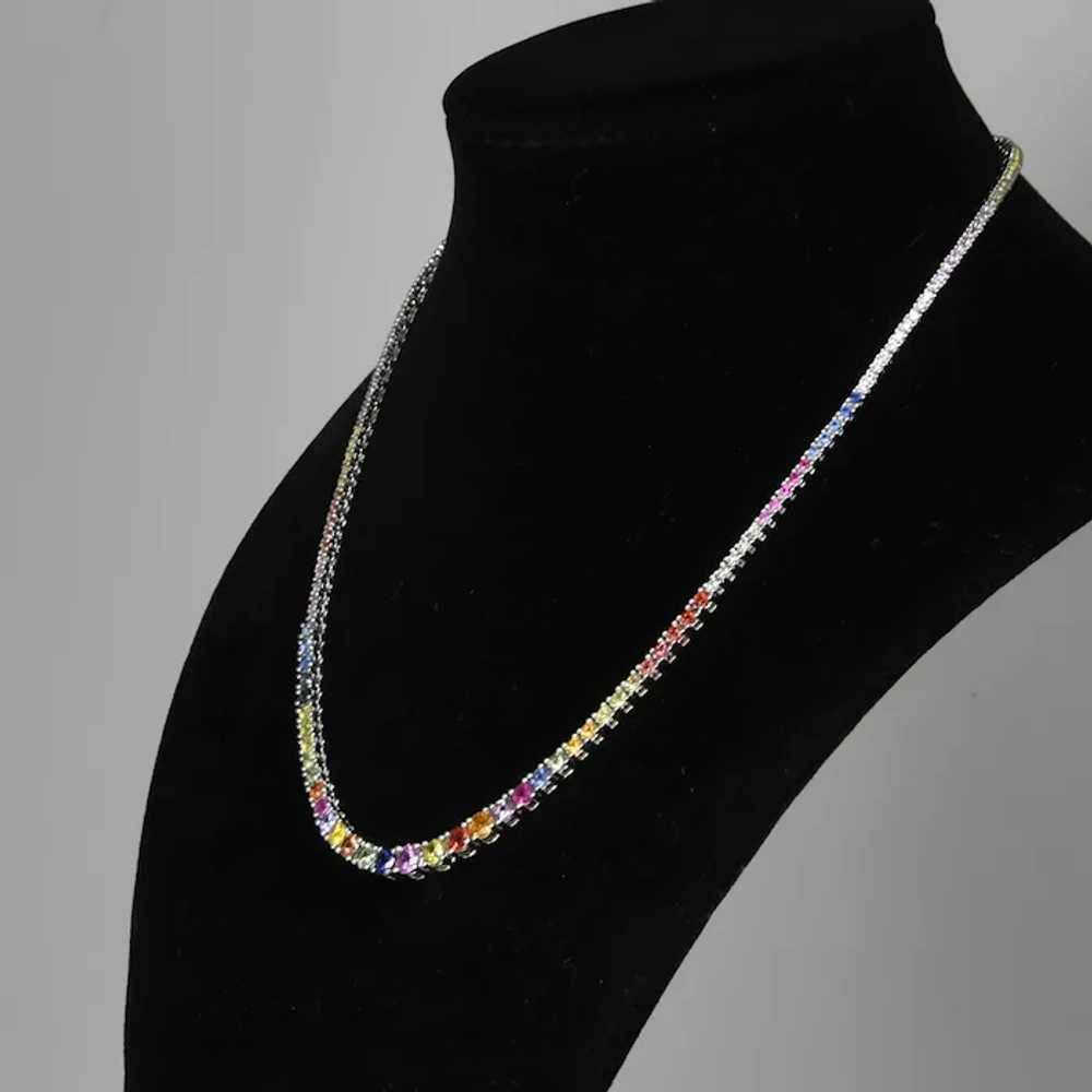 7.44ctw Graduated Multicolor Rainbow Sapphire Ten… - image 4