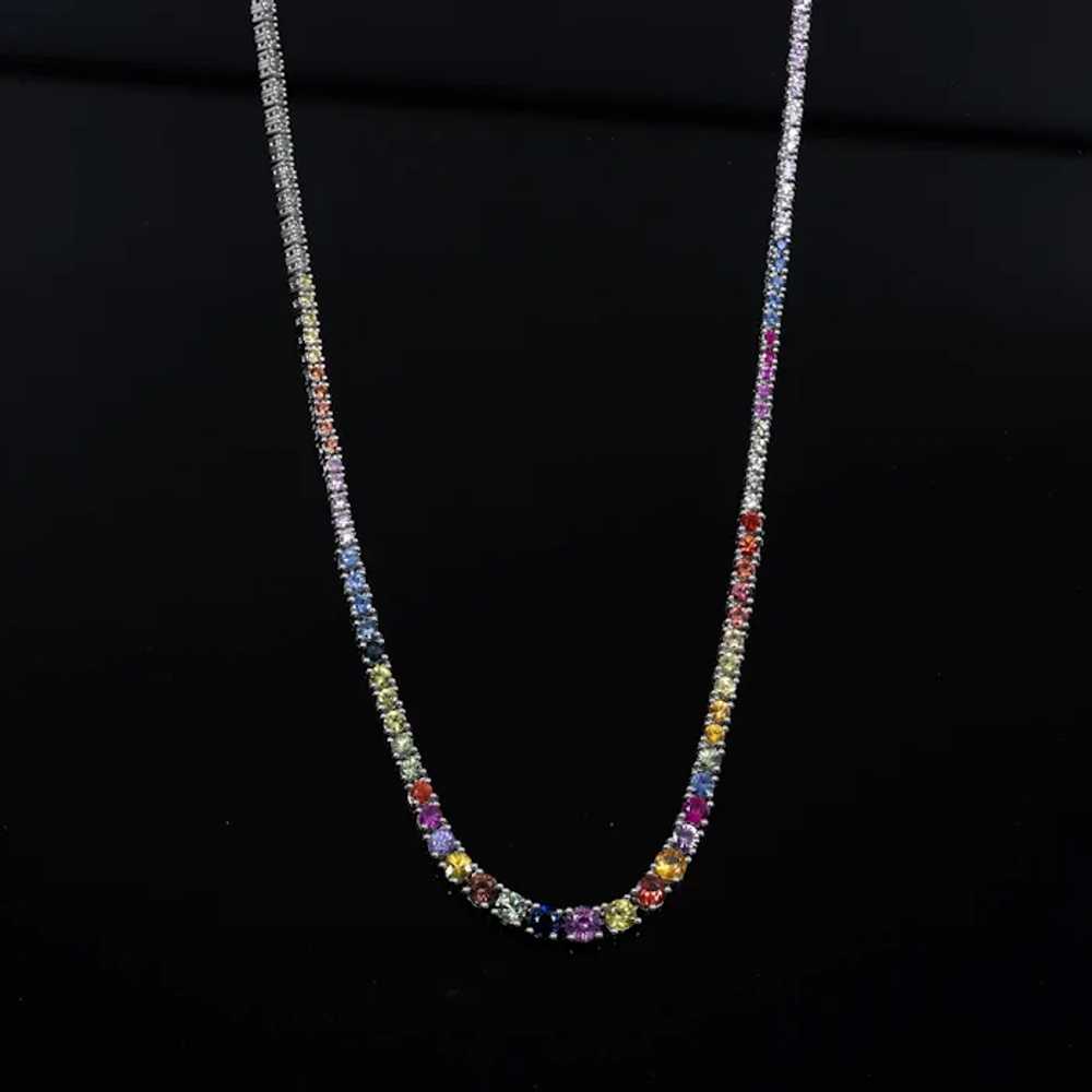 7.44ctw Graduated Multicolor Rainbow Sapphire Ten… - image 6