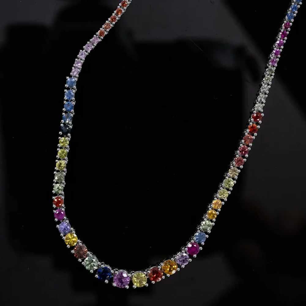 7.44ctw Graduated Multicolor Rainbow Sapphire Ten… - image 7