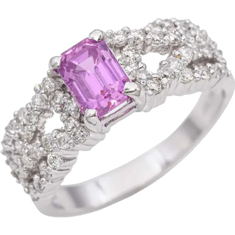 18K White Gold 1.25ct Pink Sapphire and Diamond R… - image 1