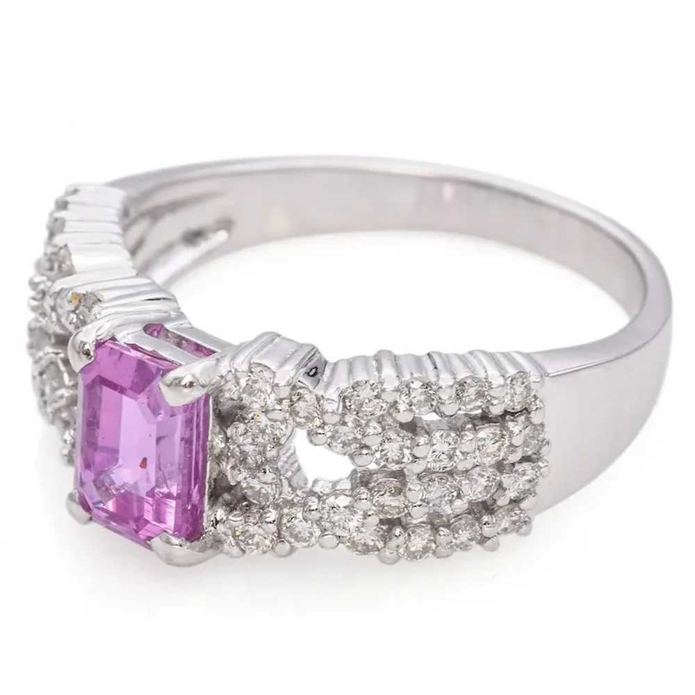 18K White Gold 1.25ct Pink Sapphire and Diamond R… - image 6