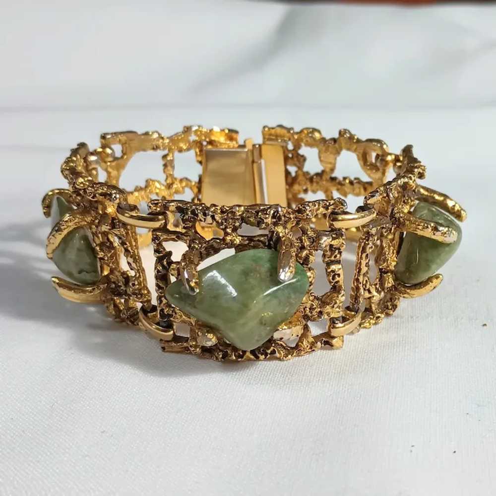 Chunky Brutalist bracelet green agate stones - image 6