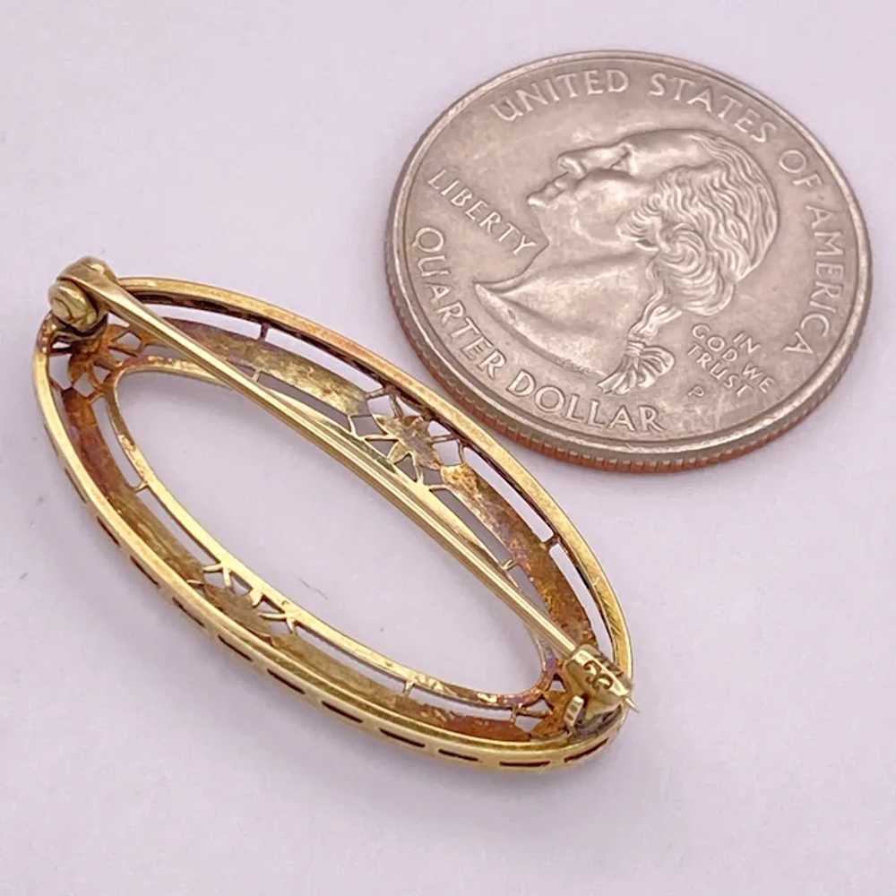 Edwardian Era Oval Circle Brooch 14K Two Tone Gol… - image 2