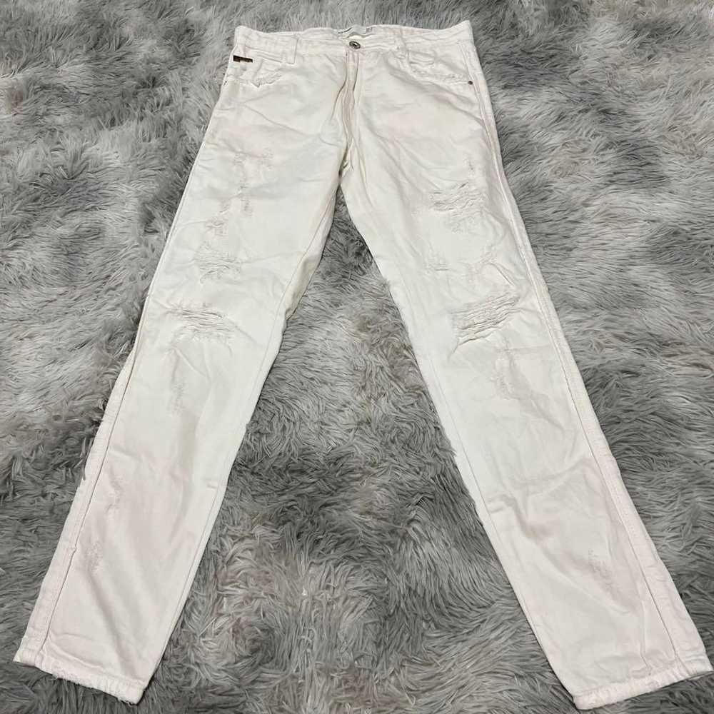 【ZARA TRF DENIM】ZARA Damaged White Jeans - image 2