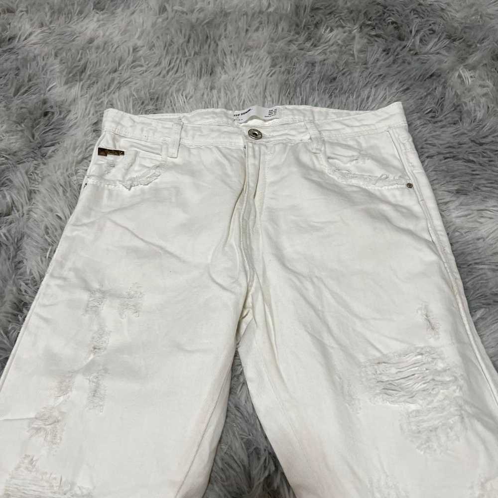 【ZARA TRF DENIM】ZARA Damaged White Jeans - image 3