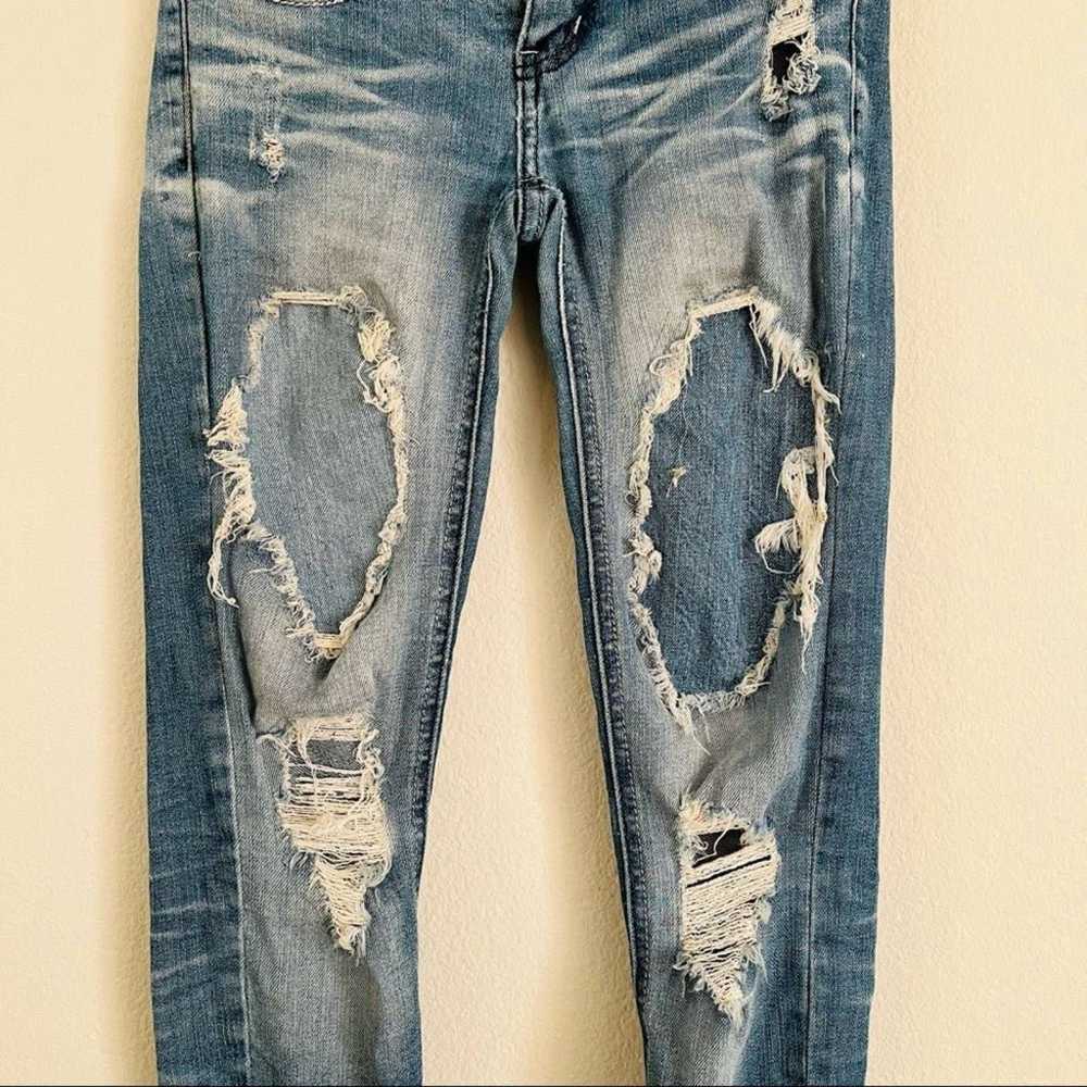 Machine Vintage Torn Distressed Jeans Size 0 - image 3