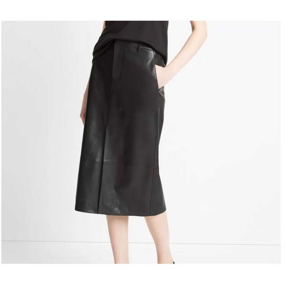 Vince Leather mid-length skirt - image 4