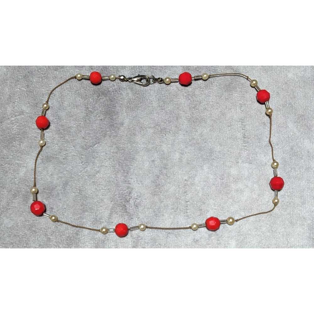 Other Minimalist Red And White Glass Pearl Beaded… - image 8