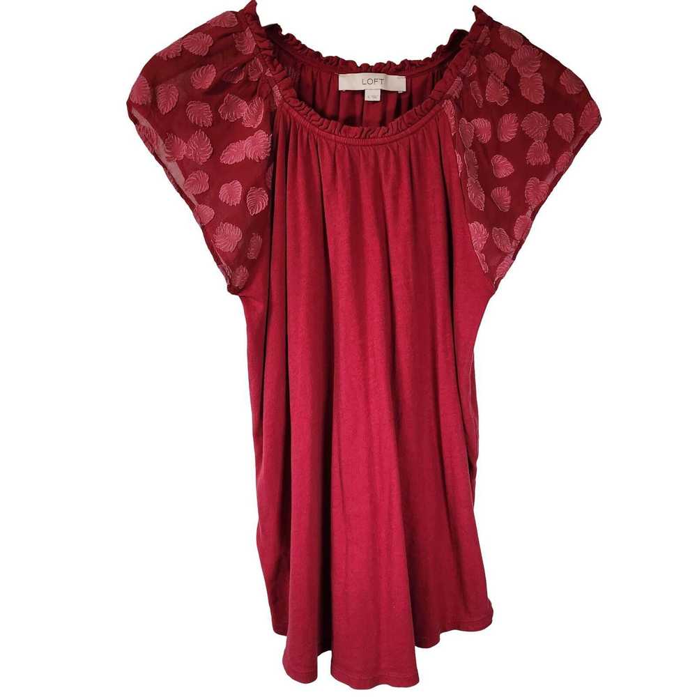 Designer Loft Women's Red Floral Cap Sleeve Blous… - image 1