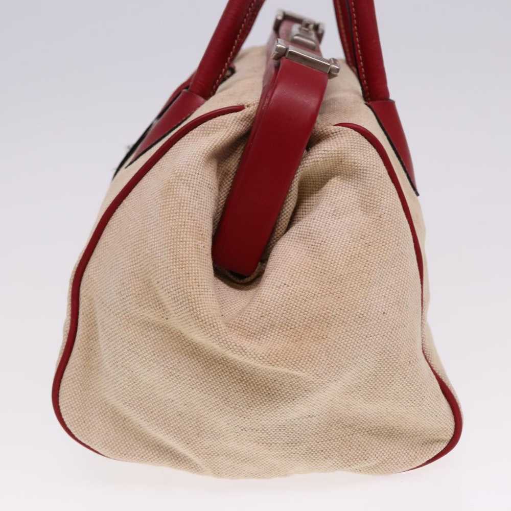 Prada PRADA Hand Bag Canvas Leather Cream Red Aut… - image 4