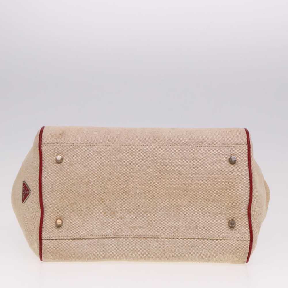 Prada PRADA Hand Bag Canvas Leather Cream Red Aut… - image 5