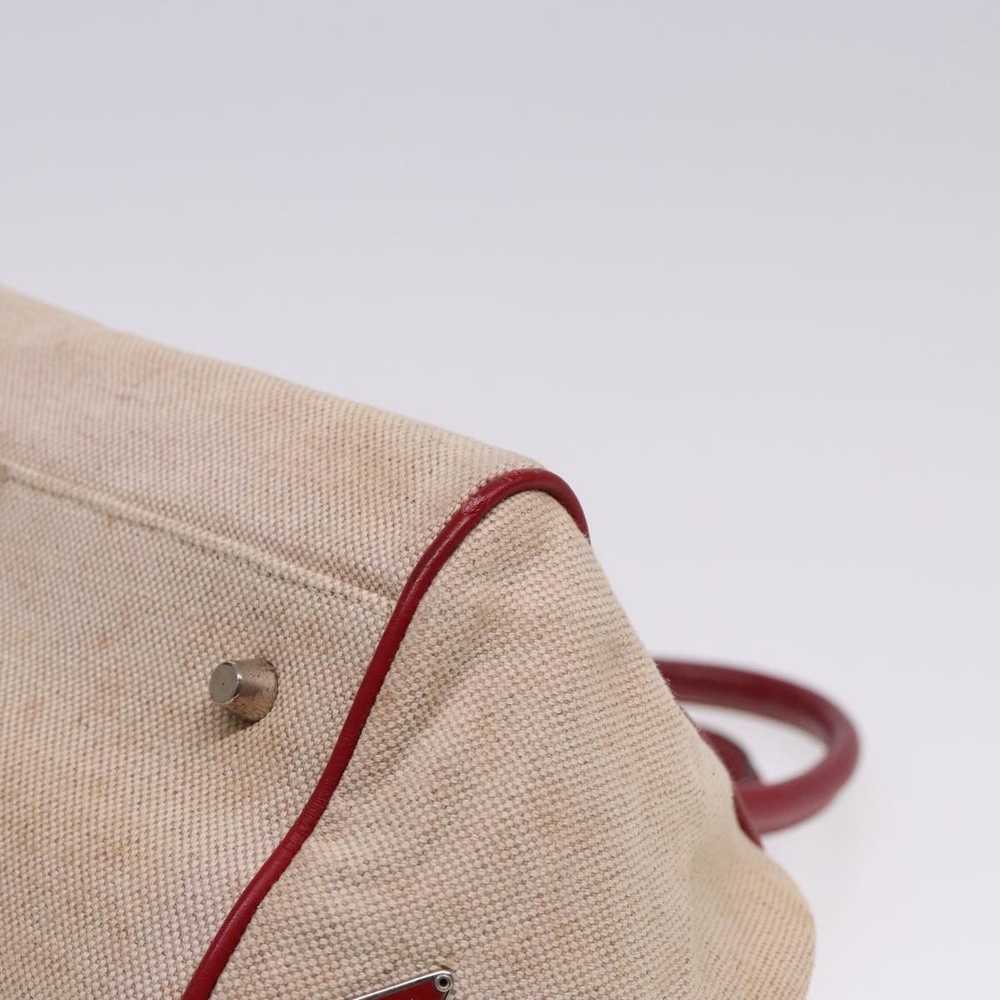 Prada PRADA Hand Bag Canvas Leather Cream Red Aut… - image 9