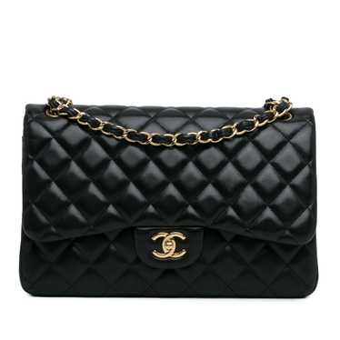 Black Chanel Jumbo Classic Lambskin Double Flap S… - image 1