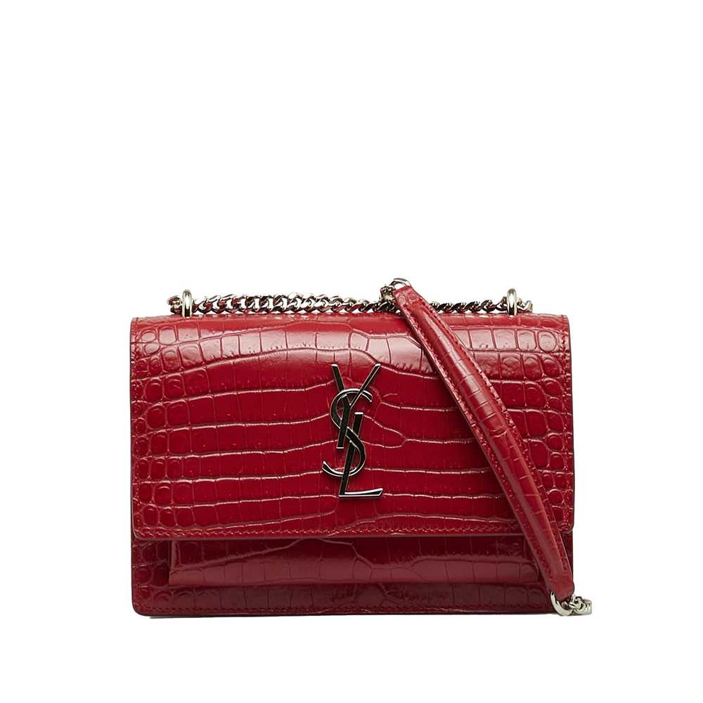 Red Saint Laurent Croc Embossed Sunset Crossbody - image 1