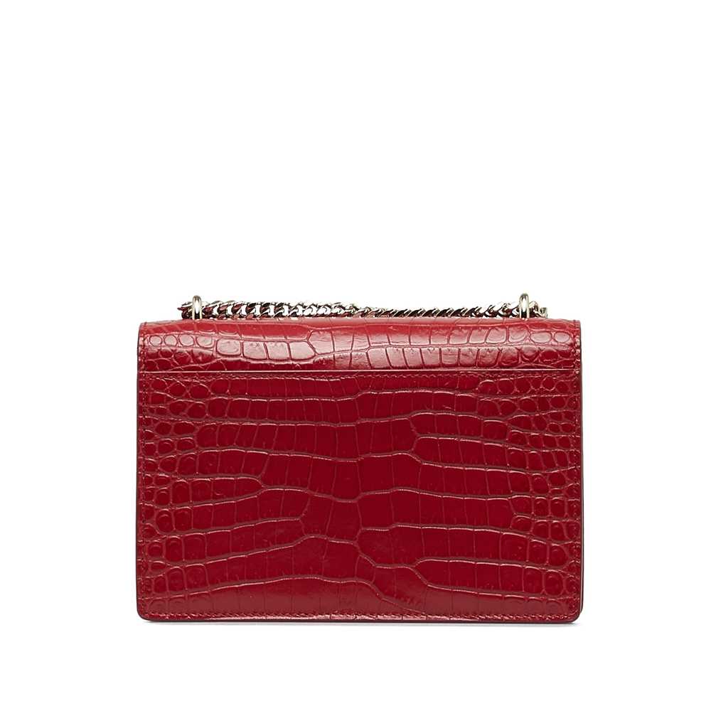 Red Saint Laurent Croc Embossed Sunset Crossbody - image 3