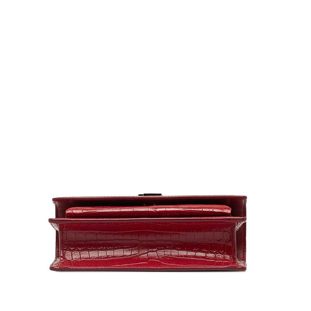 Red Saint Laurent Croc Embossed Sunset Crossbody - image 4