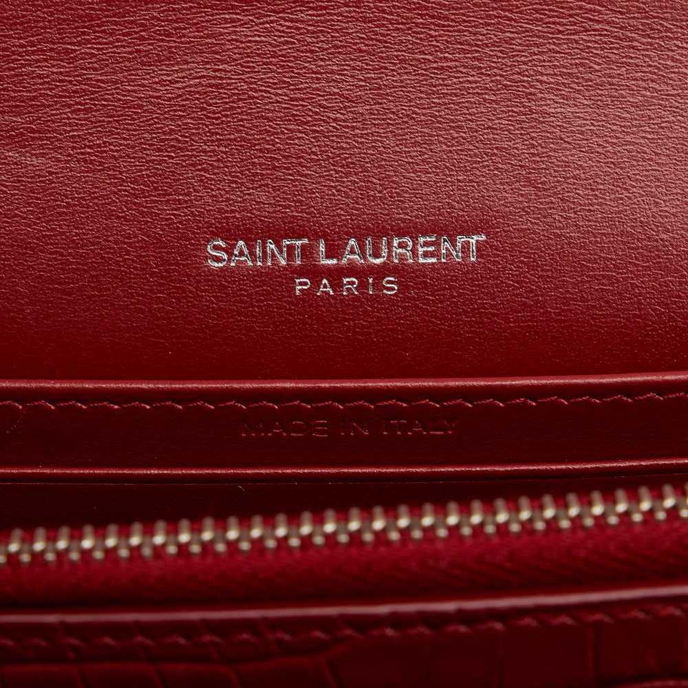 Red Saint Laurent Croc Embossed Sunset Crossbody - image 6