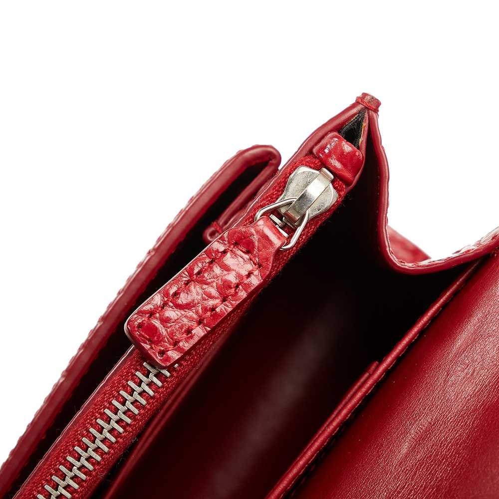 Red Saint Laurent Croc Embossed Sunset Crossbody - image 8