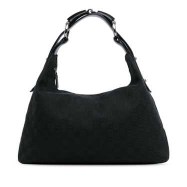 Black Gucci GG Canvas Horsebit Hobo Shoulder Bag - image 1