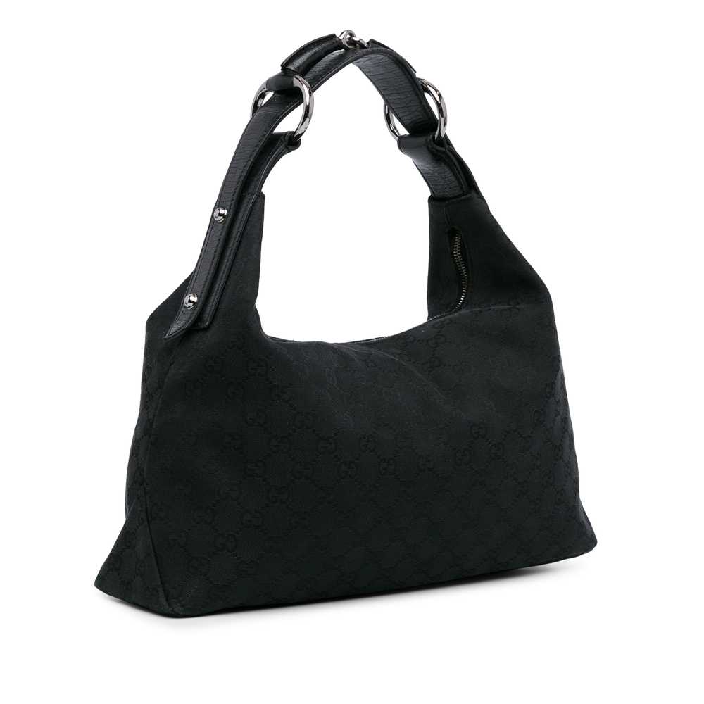 Black Gucci GG Canvas Horsebit Hobo Shoulder Bag - image 2